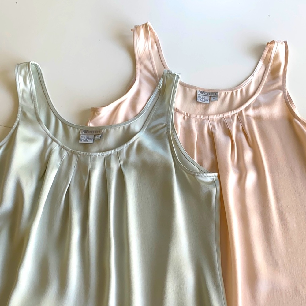 Set of Worth Silk Charmeuse Tanks Size 10